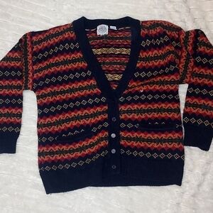 Vintage 90s Pattern Knitted Button Down Cartigan